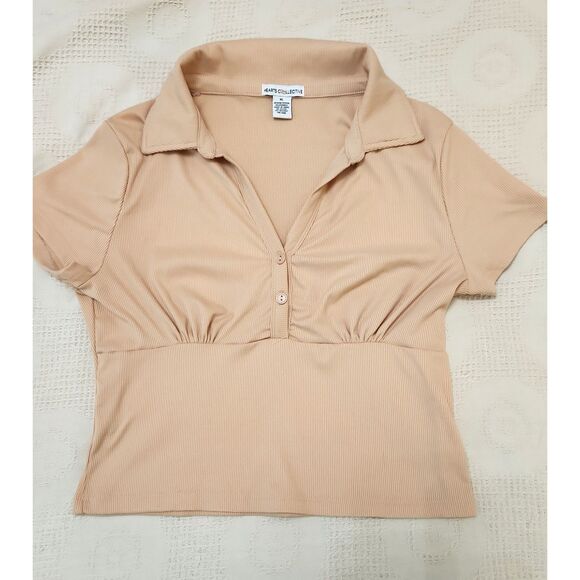 Y2K Style Woman's Rib Knit Crop Top Light Peach Orange XL Princess Coquette - Picture 6 of 6